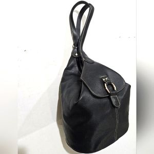 Nine West Black Faux Leather Shoulder Sling Backpack 12"